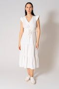 ETTEN CAP SLEEVE TIERED MIDI DRESS